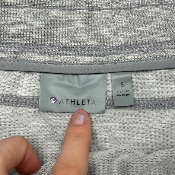 Athleta Techie Terry Space Dye Gray S Drawstring Pull On Mini Athletic Skirt - Picture 3 of 9